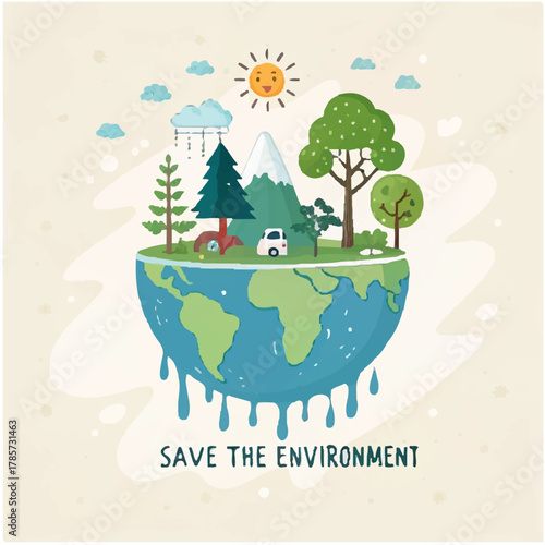 Climate Change and Earth Protection Vector Illustration