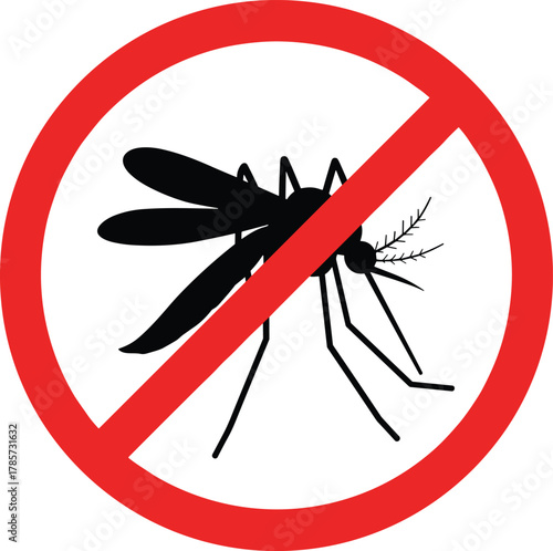 Mosquito control symbol, insect prevention sign, no mosquito vector, disease protection icon, pest repellent graphic, public health awareness design