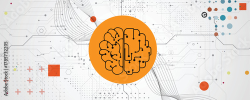Abstract brain and artificial intelligence background