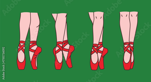 Stunning ballet shoes in red for dance performance and stage artwork
