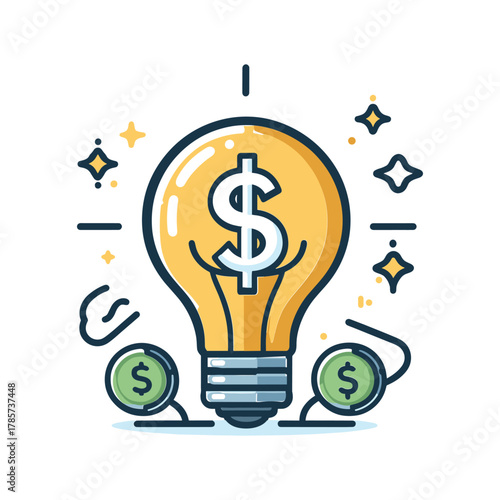 Illustration of a lightbulb with a dollar sign inside, representing financial ideas and innovation.