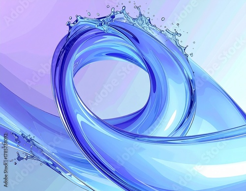 Flowing gradient transparent multilayer glass background, 3d rendering.