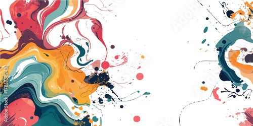Abstract watercolor paint splatter with colorful ink drops, grunge texture vector illustration design