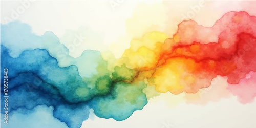 Abstract blue watercolor background texture featuring vintage sky and cloudscape with light grunge paper color