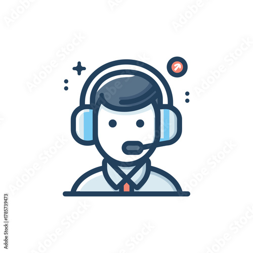 Illustration of a customer service representative with headset.