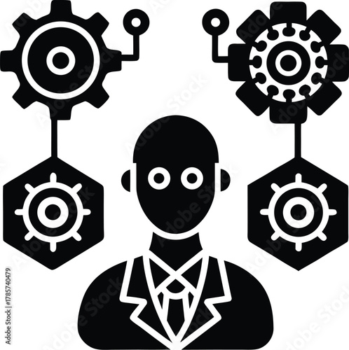 Adobe Illustrator Artwork Big data and AI technology, Business intelligence and AI data science, Automating data processing, Machine learning and business intelligence, AI driven data processing, KPI 