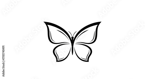 Black and white butterfly design with stylized wings and body