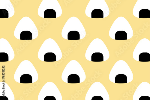onigiri pattern background. Japanese food seamless pattern. onigiri rice balls illustration. Onigiri Japanese Food Pattern background. Japanese rice balls seamless pattern background.