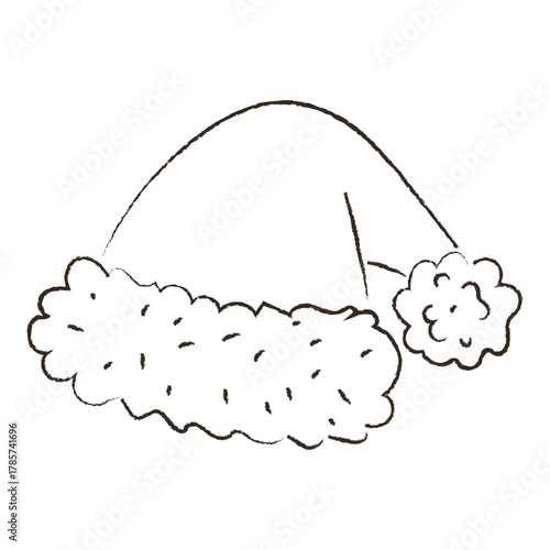Festive Santa hat sketch with fuzzy trim and pom-pom, perfect for holiday decorations and crafts
