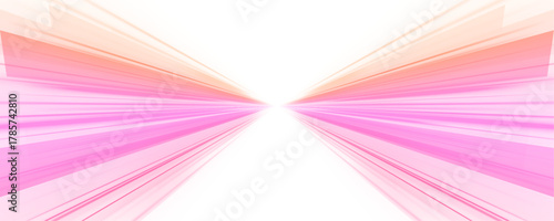 Futuristic neon tunnel created with glowing parallel lines. Vector PNG perfect for abstract motion backgrounds or digital racing graphics. Dynamic luminous perspective.