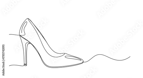 Elegant high heel shoe one continuous line drawing illustrating simplicity and style in footwear