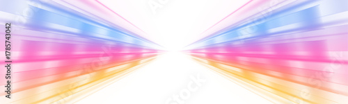 Yellow-pink light waves ripple across a transparent PNG, suggesting motion and fast digital data. Polygonal shapes orbit neon lines. Great for cyber or tech visuals.