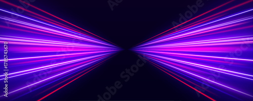 Pink-purple neon trails twist over a transparent PNG background, symbolizing futuristic motion. Polygonal shapes float along glowing lines. Ideal for AI or tech visuals.