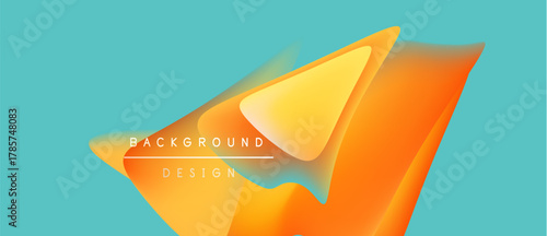 Abstract vibrant design. Orange shapes overlap turquoise backdrop. Text reads background design. Modern, fluid aesthetic.