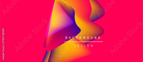 Abstract fluid shapes overlap, vibrant colors blend. Pink background emphasizes dynamic design elements, modern aesthetic.