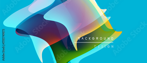 Abstract colorful shapes overlap, creating dynamic visual effect. Bright hues blend, forming modern background design.