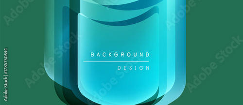 Abstract turquoise shield design over dark green backdrop. Gradient effects create depth, text reads background design. Modern, sleek presentation.