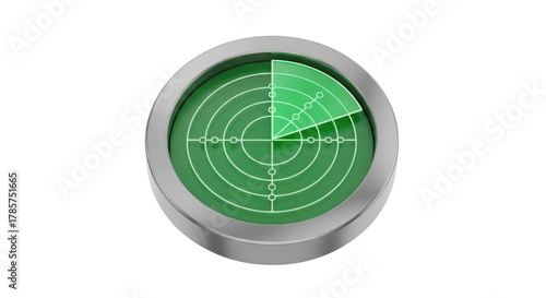 Green Radar Screen Displaying Targets and Sweep Line technology navigation