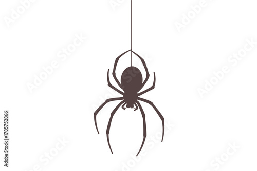 Hanging spider illustration simple flat vector design isolated on white background for Halloween