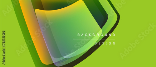 Abstract vibrant design. Overlapping layers create dynamic visual effect. Lime green background enhances color scheme. Modern, sleek presentation.
