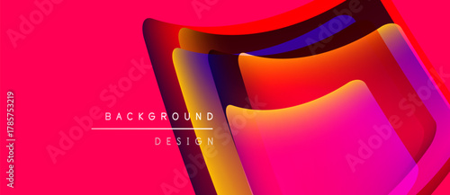 Vibrant layers create abstract design. Pink backdrop emphasizes flowing shapes, gradients, modern aesthetic. Text reads background design.