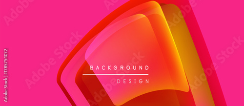 Abstract vibrant design. Overlapping layers create dynamic visual effect. Pink backdrop complements warm color scheme. Modern, stylish presentation.