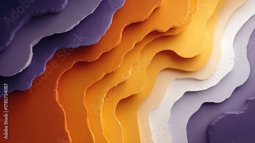 Layered Paper Cut Style In Earth Tones With Deep Shadows. Abstract Background For Design, Packaging, Branding, Visual Content, Textural Graphics