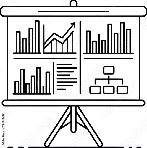 Presentation board with charts and graphs for business and data analysis eps silhouette