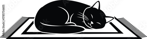 A cartoon silhouette of a mouse caught in a mousetrap, a simple black vector animal illustration design