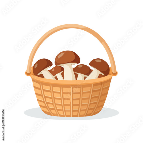 A woven basket overflowing with delicious, earthy mushrooms, perfect for culinary adventures