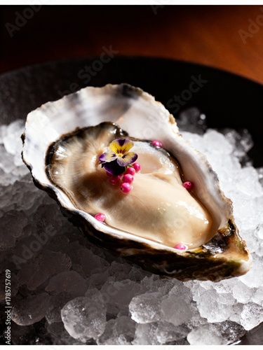 Fresh Oyster on Ice. A luxury aphrodisiac and gourmet appetizer.