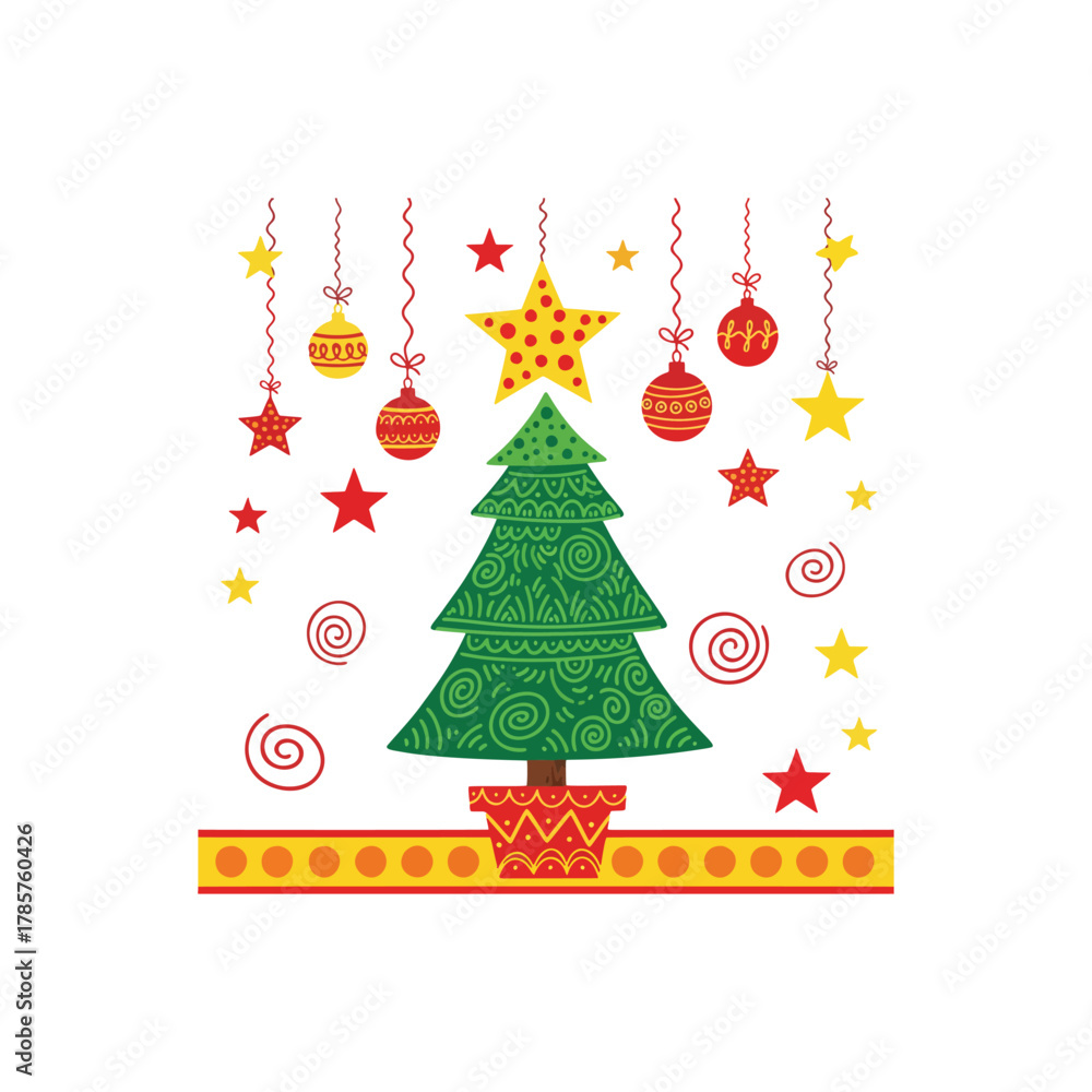 Fototapeta premium Hand Drawn Christmas Tree Collection for Holiday Decorations 