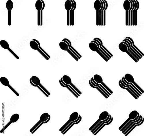 Spoon Measurement Icon Set Showing Portion Quantity Illustration