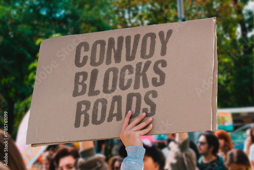 Quadro su tela "Convoy Blocks Roads" Vehicle procession obstructs major highways disrupting traffic flow