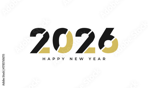 Happy new year 2026 elegant black and gold modern design, for festive greeting cards, banners, social media, and calendars. Vector Happy new year 2026 design. 2026 logo text design.