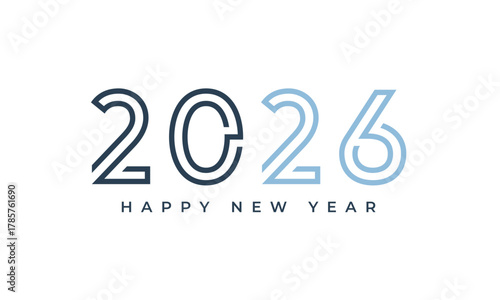 Happy new year 2026 text with stylish blue and dark blue numbers, representing future celebrations and fresh. Vector Happy new year 2026 design. 2026 logo text design.