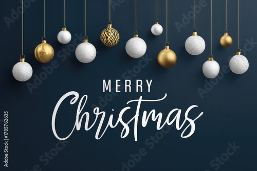 christmas greeting card with hanging decoration illustration