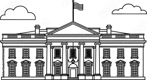 White house vector illustration american landmark government building eps silhouette