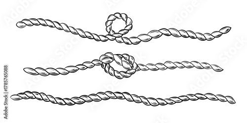 Set of Nautical Rope Hand Drawn Sketches
