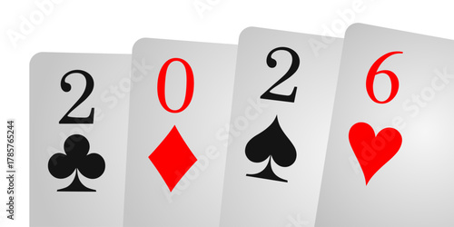 Year card 2026. New year. Suit icon symbol