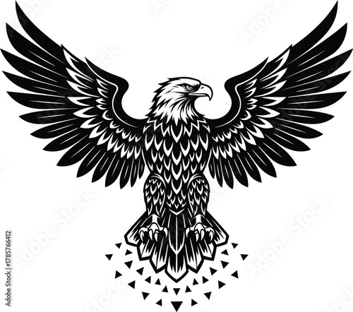 Eagle vector illustration majestic bird of prey wings spread tattoo design eps silhouette