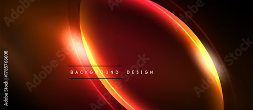 Abstract design features flowing orange, red curves. Dark background enhances vibrant light effects. Modern aesthetic, suitable backdrop.