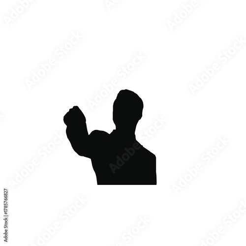 Man's silhouette pointing directly forward, selection or choice concept.