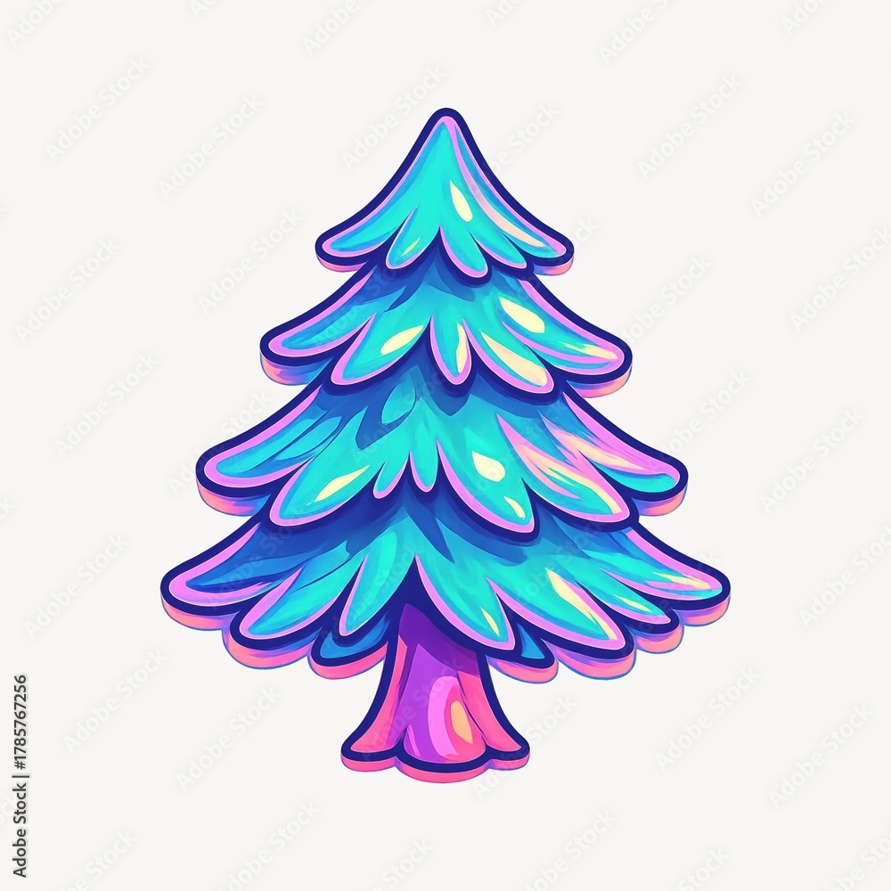 Obraz premium Vibrant whimsical colorful tree illustration.