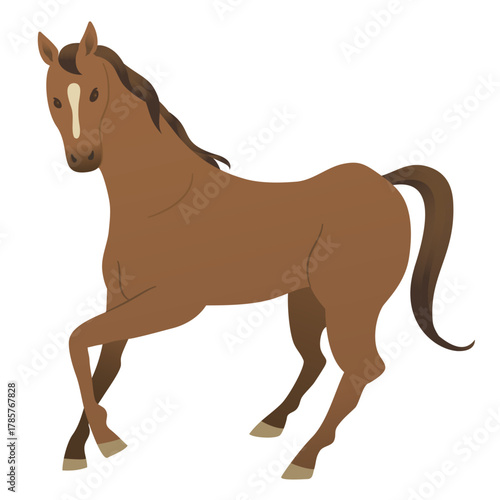 Chestnut horse illustration Thoroughbred with a white blaze on the forehead