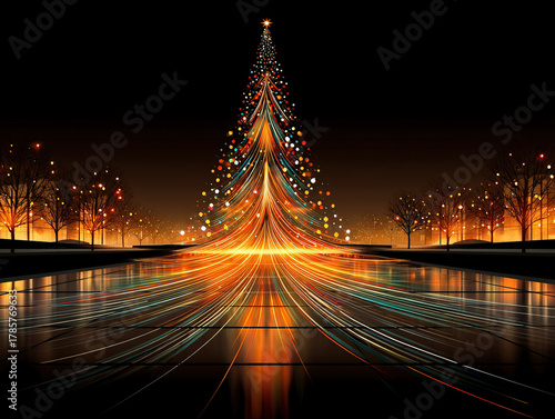 Christmas tree blur of lights