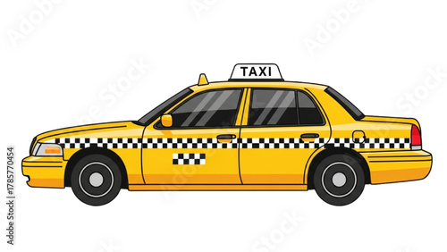 Yellow Taxi Cab Vector Illustration Urban Transportation, City Vehicle