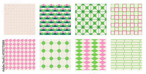 Set of Essential geometric printable seamless pattern with abstract Minimal elegant line form stroke shapes in vibrant colors. Modern simple background in minimalist mid century style vector wall art