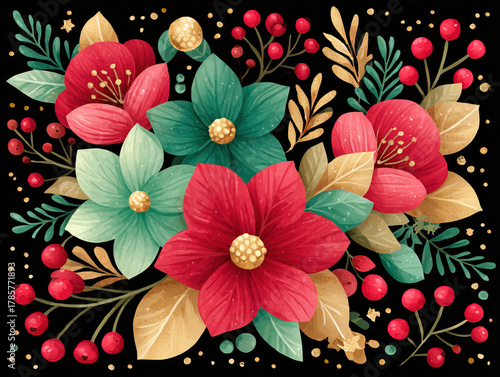 festive Christmas floral pa...