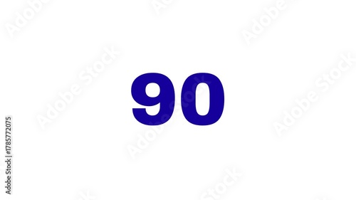 Countdown 100 to 0 Animation, Count the Number, Counts Digits, Modern Countdown Time, White Screen Background and Blue Counts, Unique Countdown Video